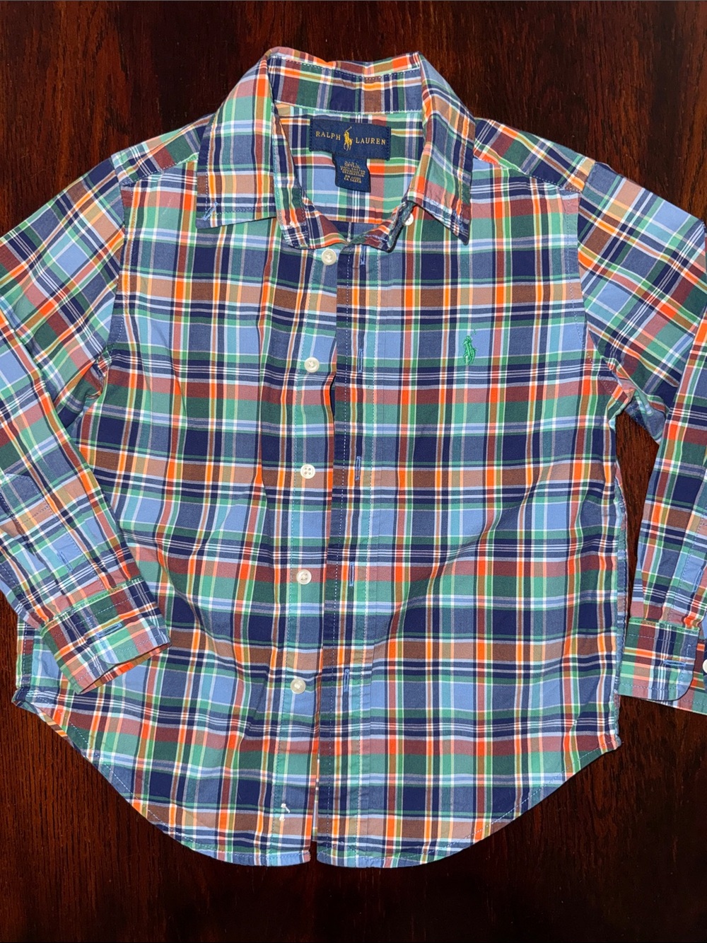 Ralph Lauren Plaid Button-Down Shirt in Blue, Green & Orange